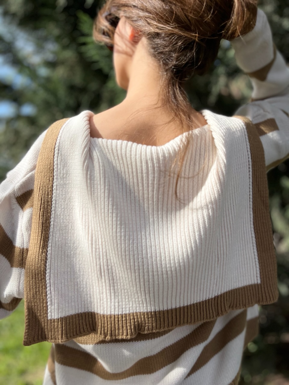Denizci Yaka Krem - Camel Hırka