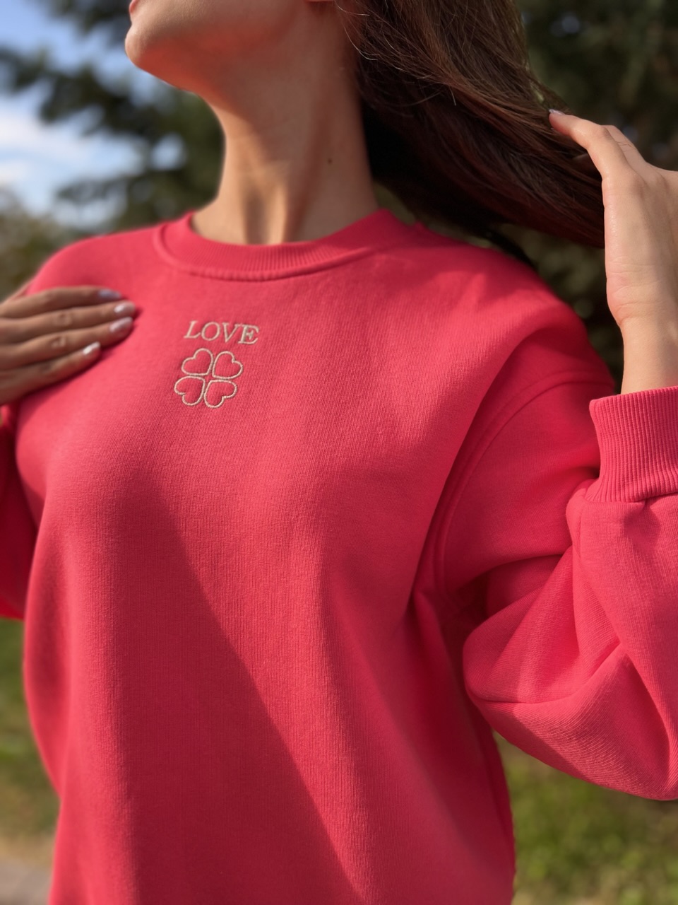 Bisiklet Yaka Nar Çicegi Sweatshirt