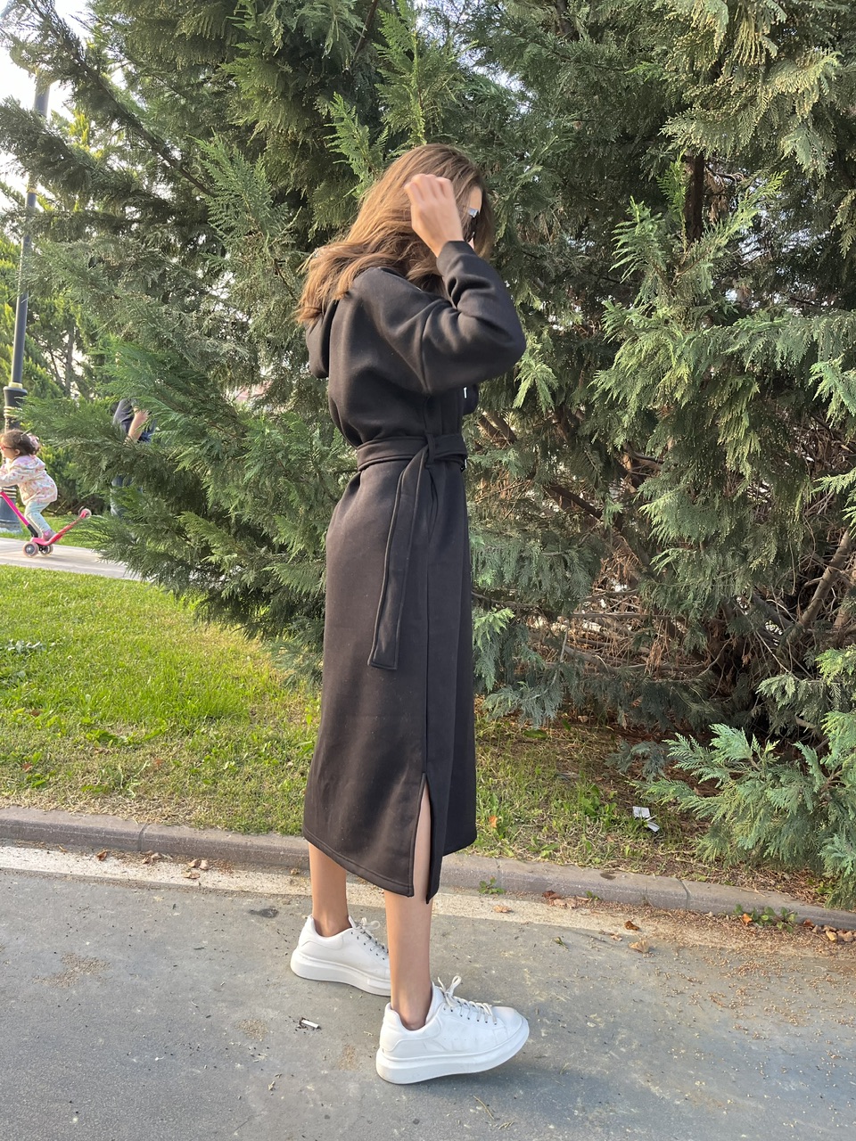 Sweat Kemerli Uzun Elbise