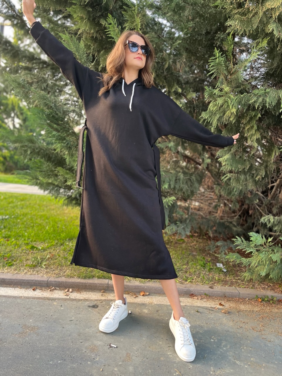 Sweat Kemerli Uzun Elbise