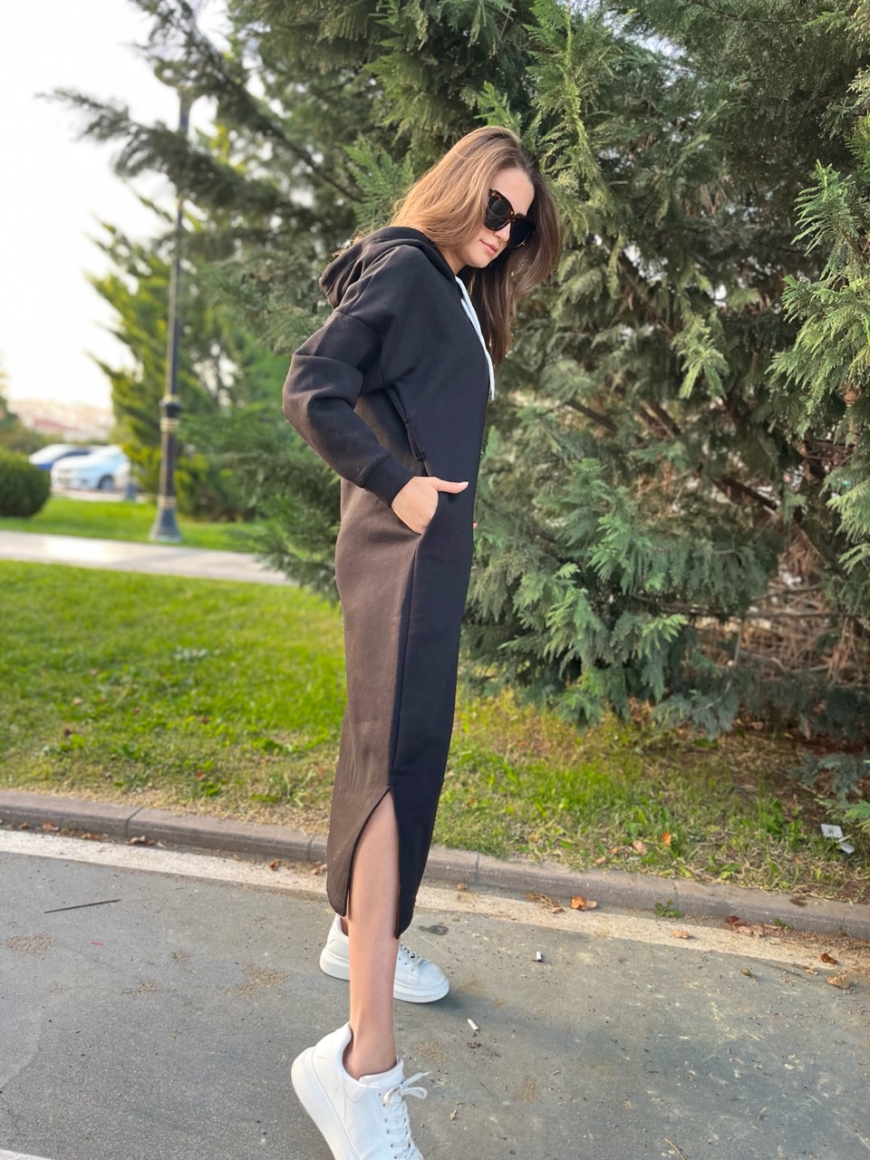 Sweat Kemerli Uzun Elbise