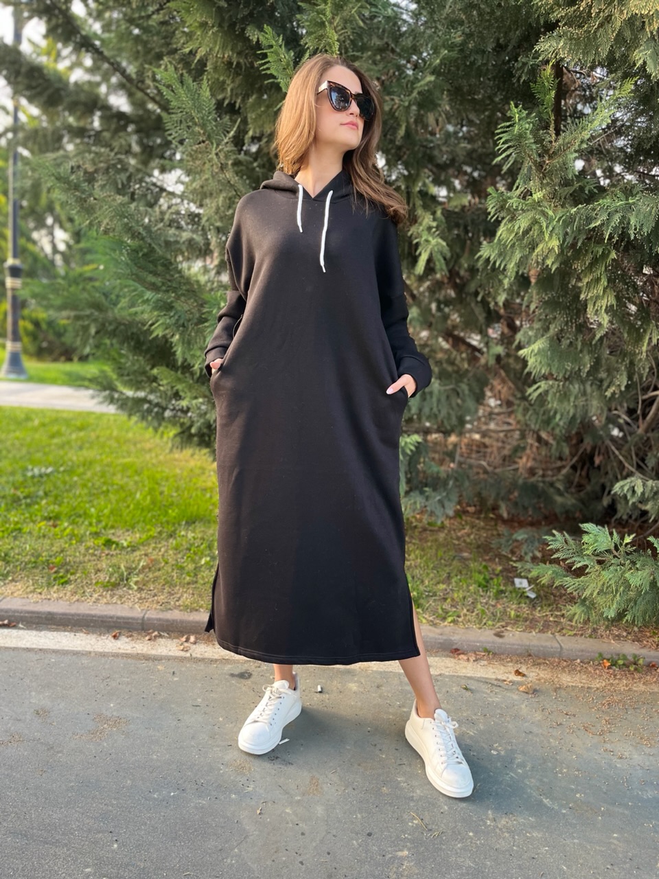 Sweat Kemerli Uzun Elbise