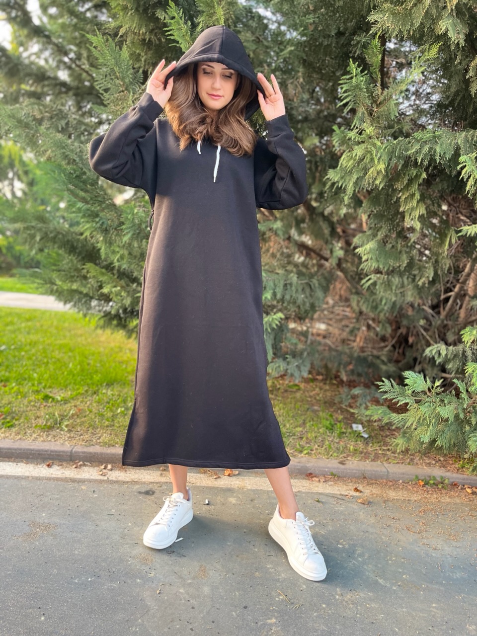 Sweat Kemerli Uzun Elbise
