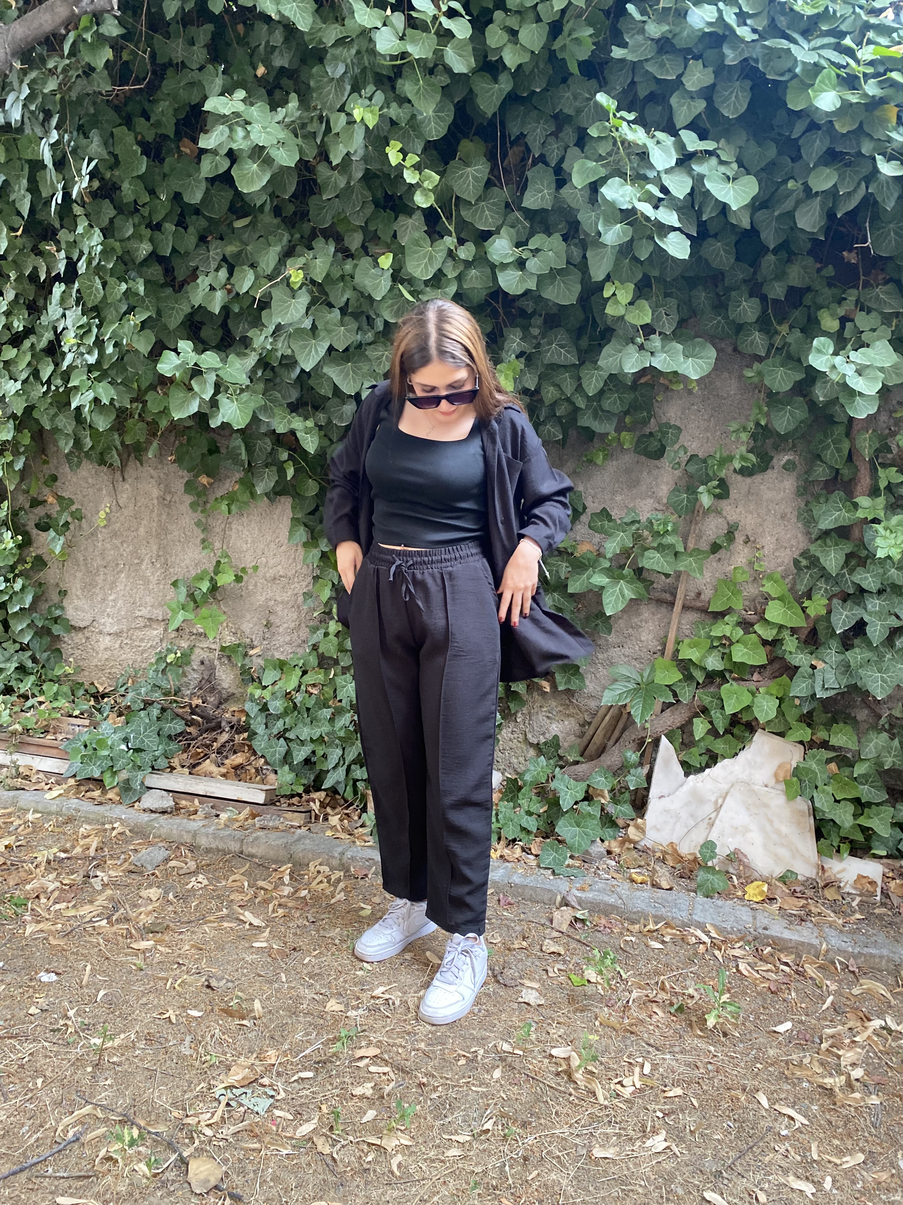 Oversize Gömlek Beli Lastikli Keten Pantolon Takım