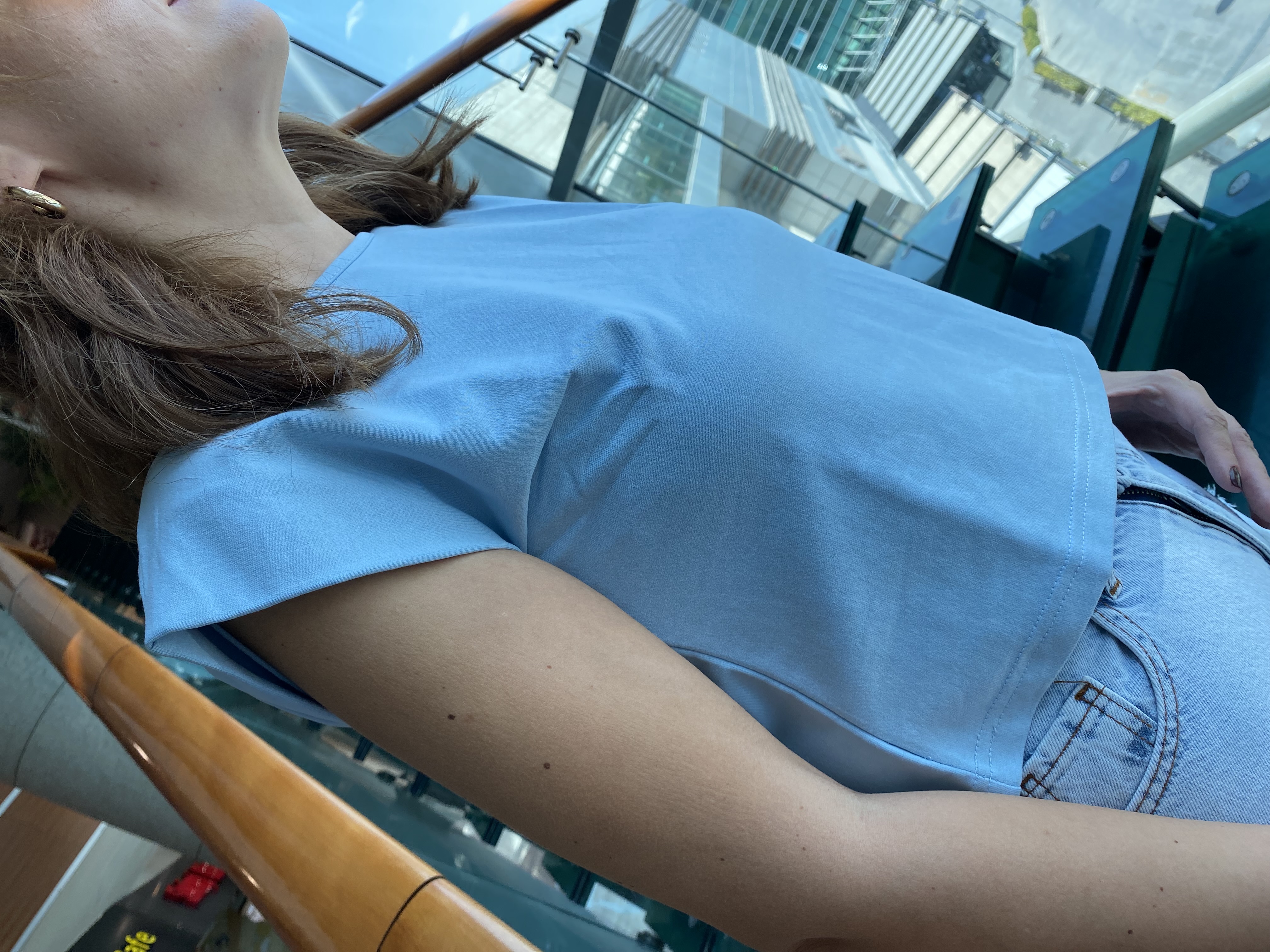 Bebe Mavisi Omuzları Vatkalı Crop
