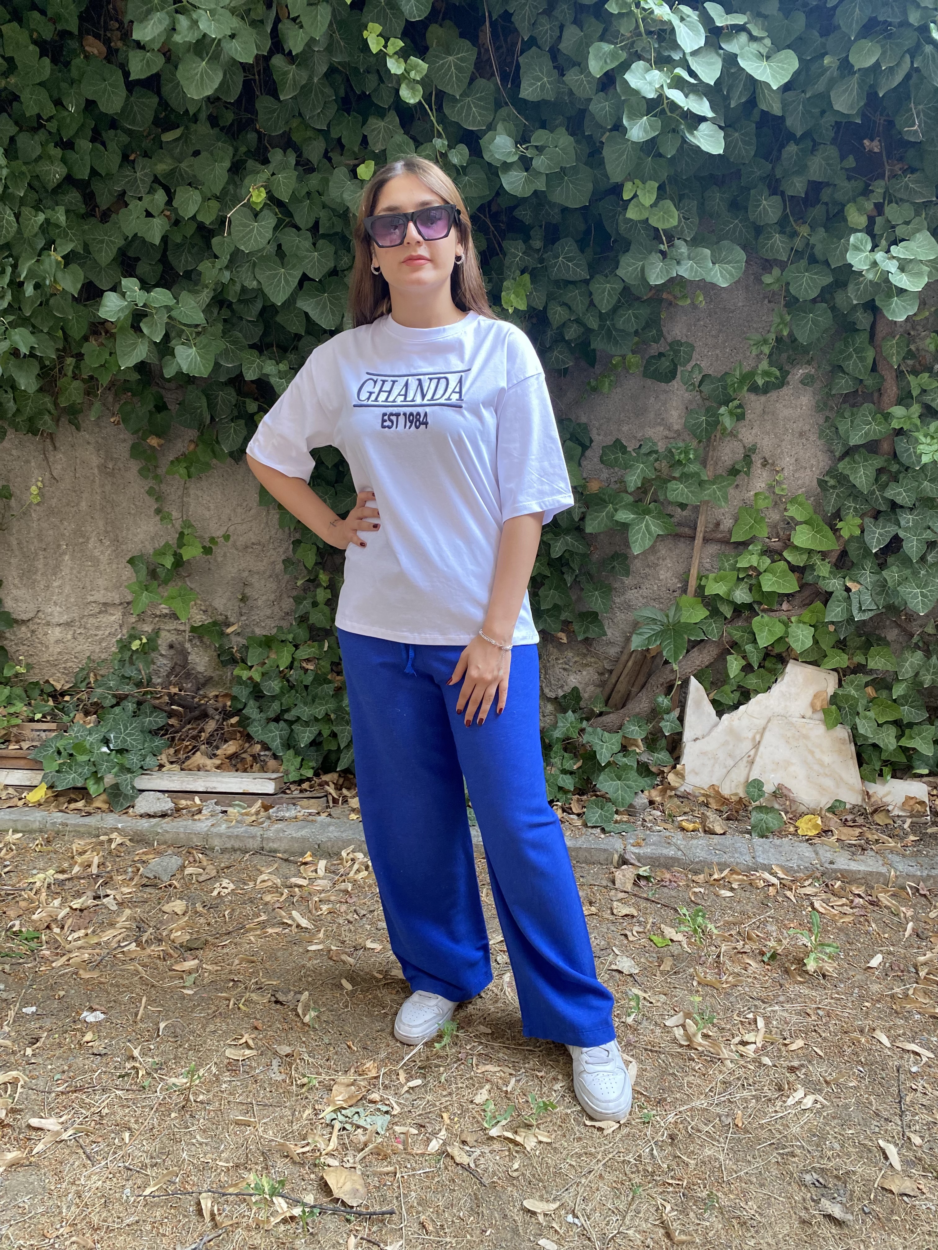 Beyaz Kabartmalı Oversize Tshirt