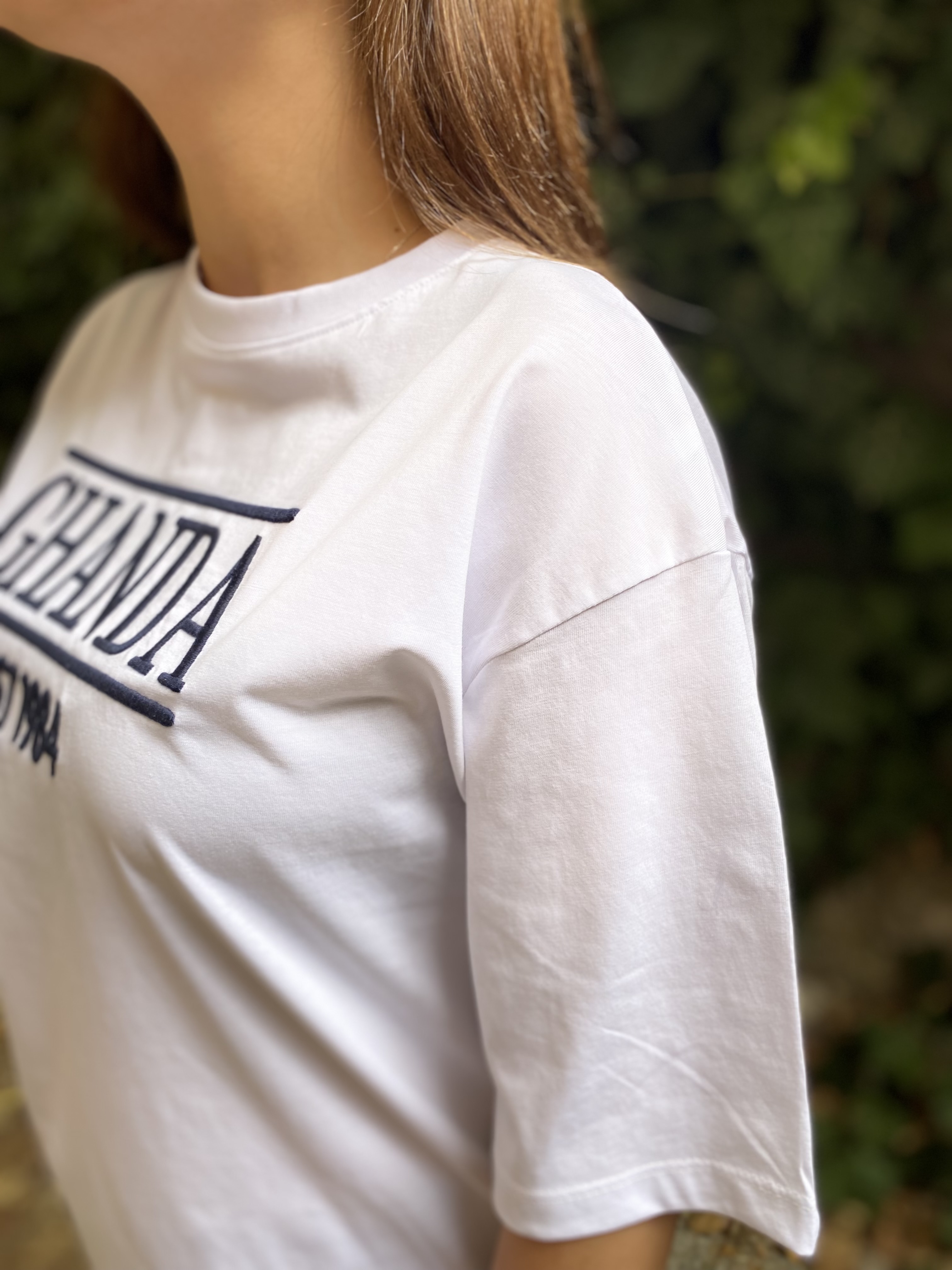 Beyaz Kabartmalı Oversize Tshirt