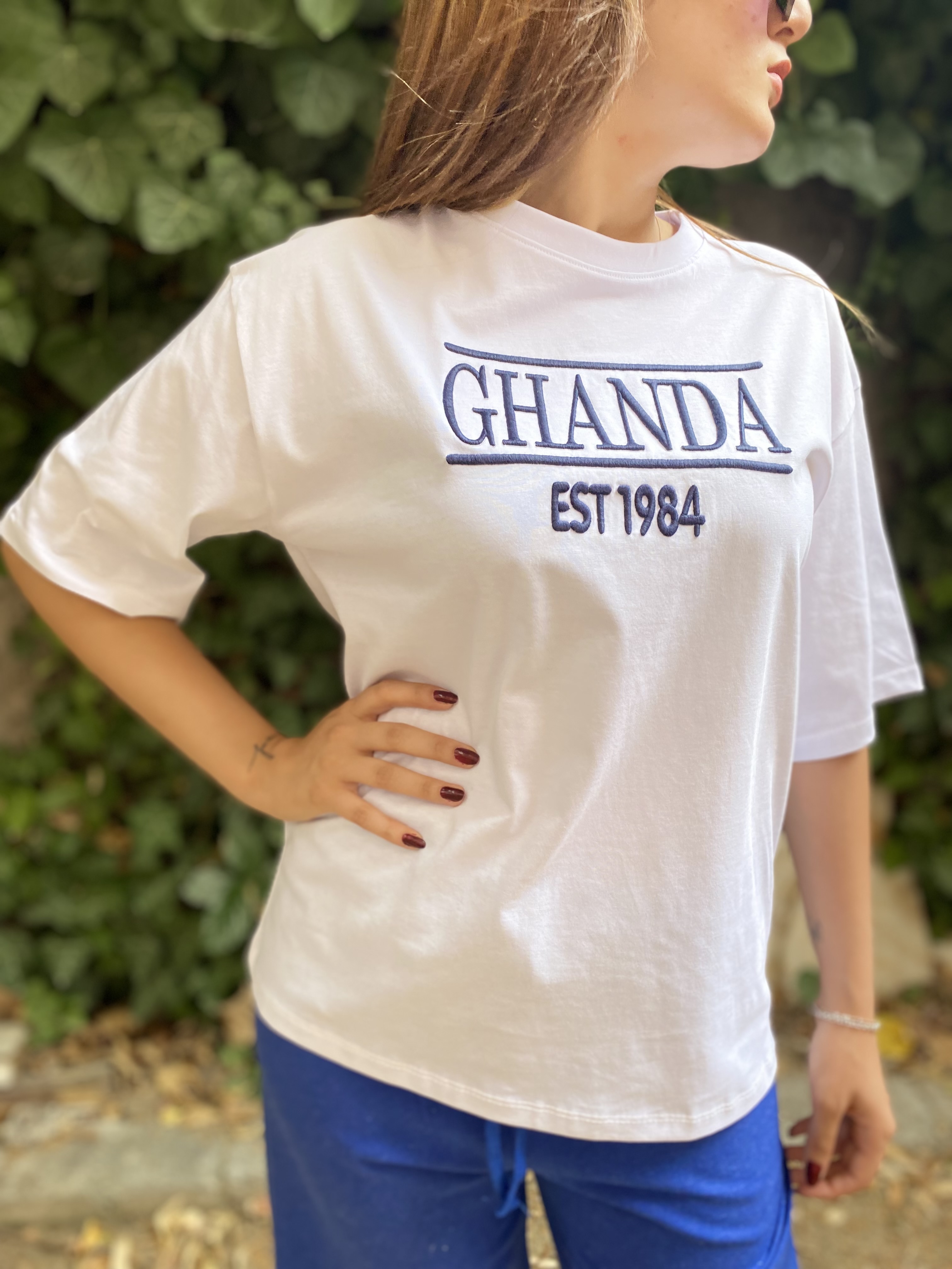 Beyaz Kabartmalı Oversize Tshirt