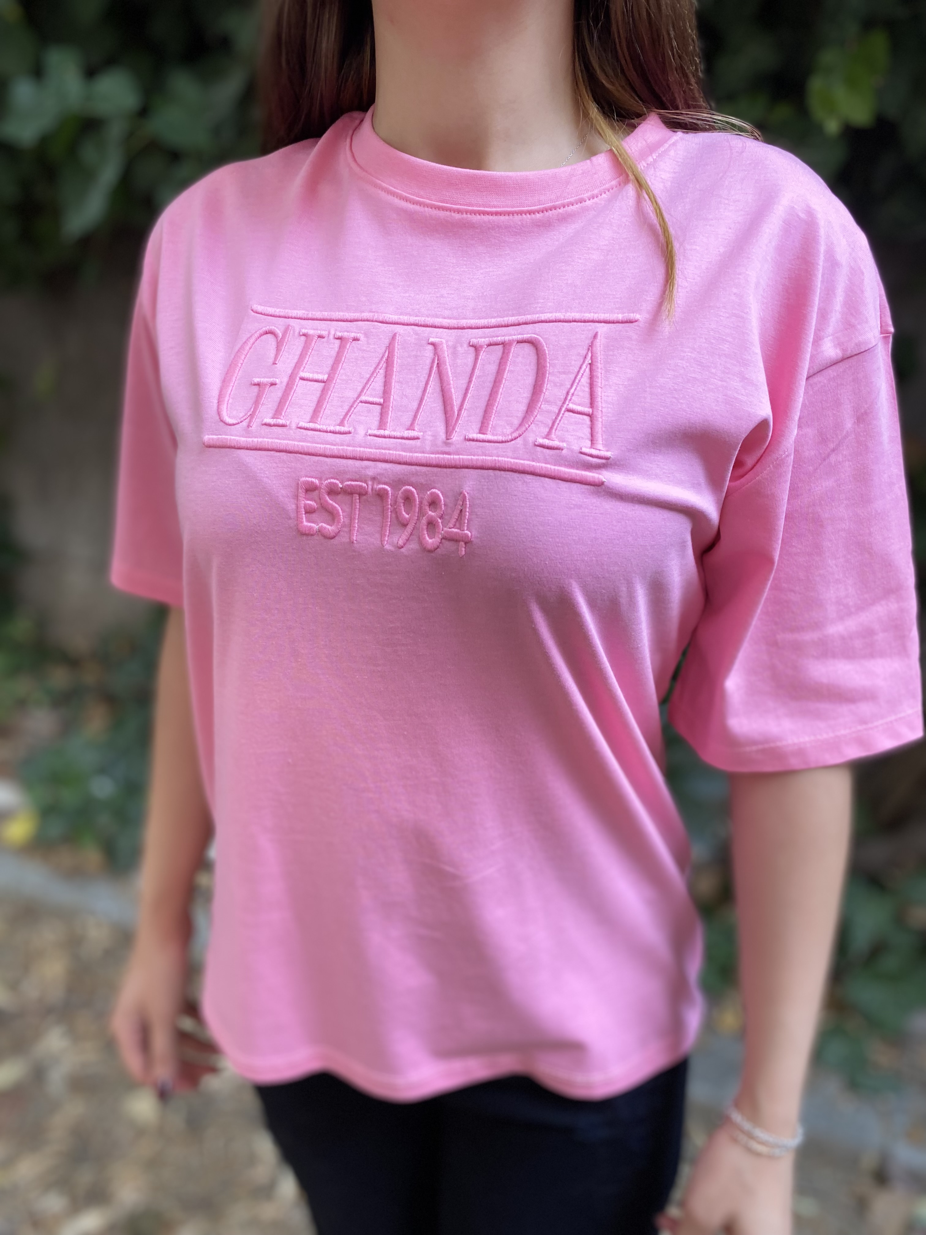 Şeker Pembe Kabartmalı Oversize Tshirt