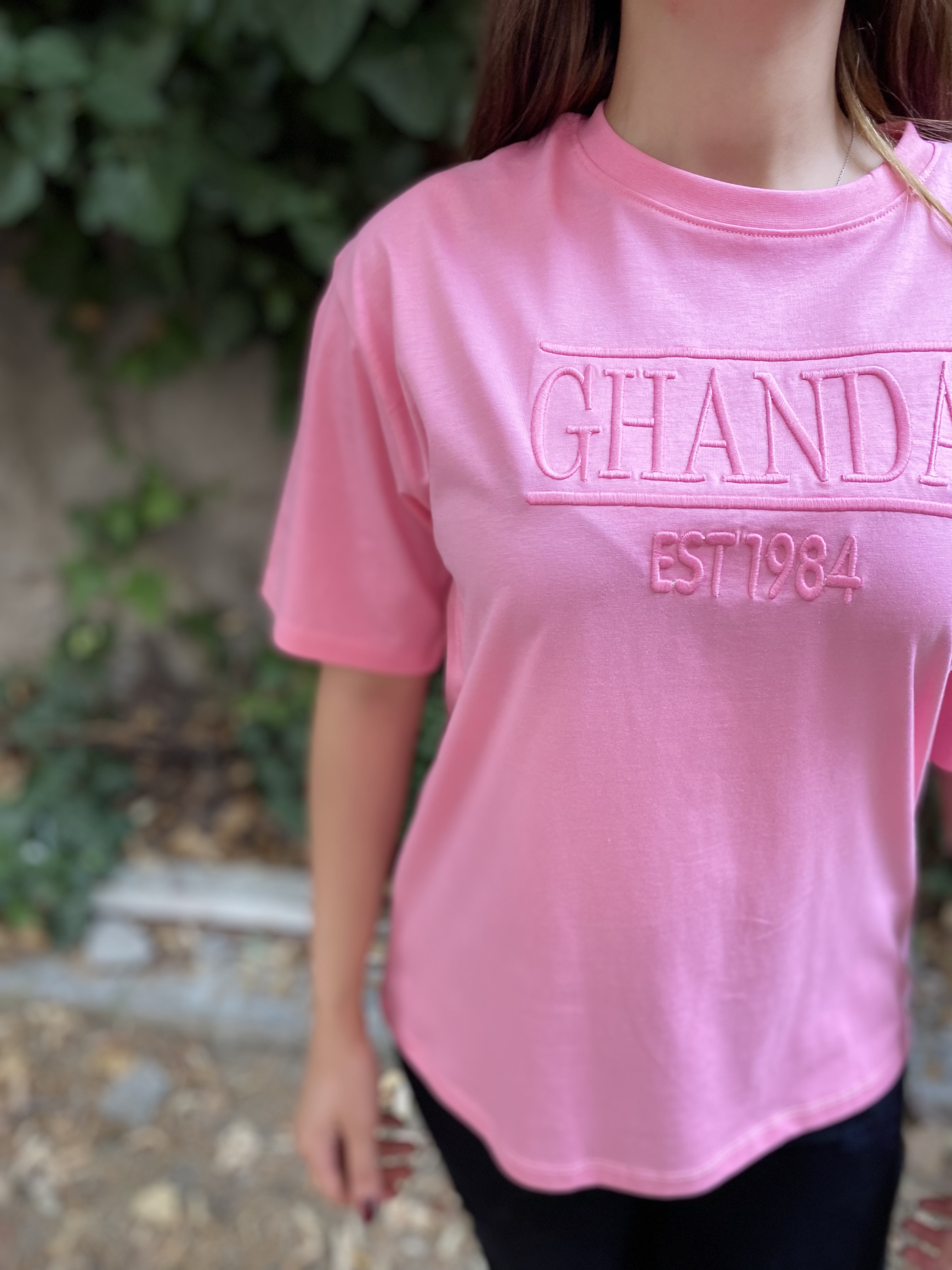 Şeker Pembe Kabartmalı Oversize Tshirt