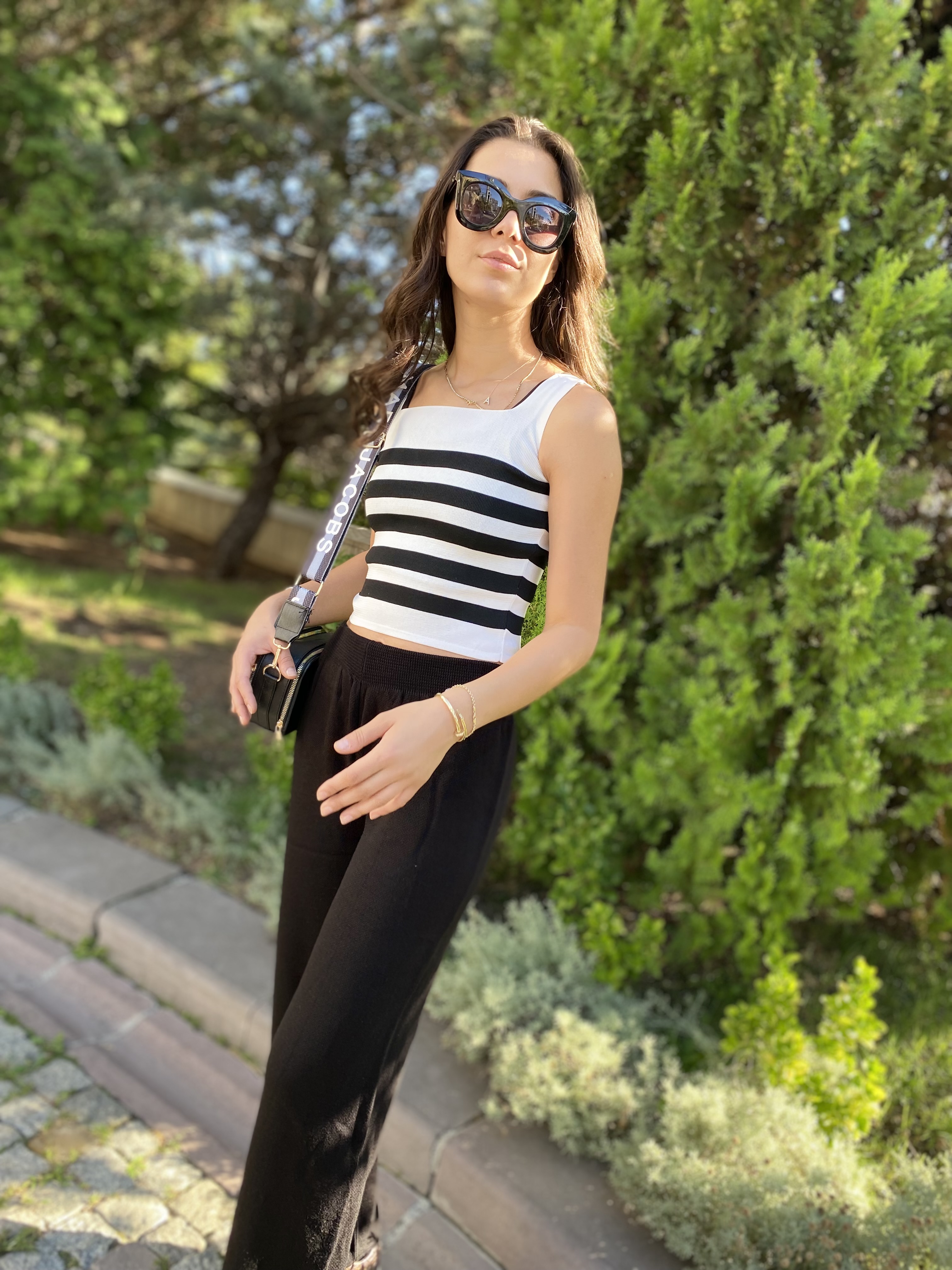 Siyah Belden Lastikli Triko Pantolon