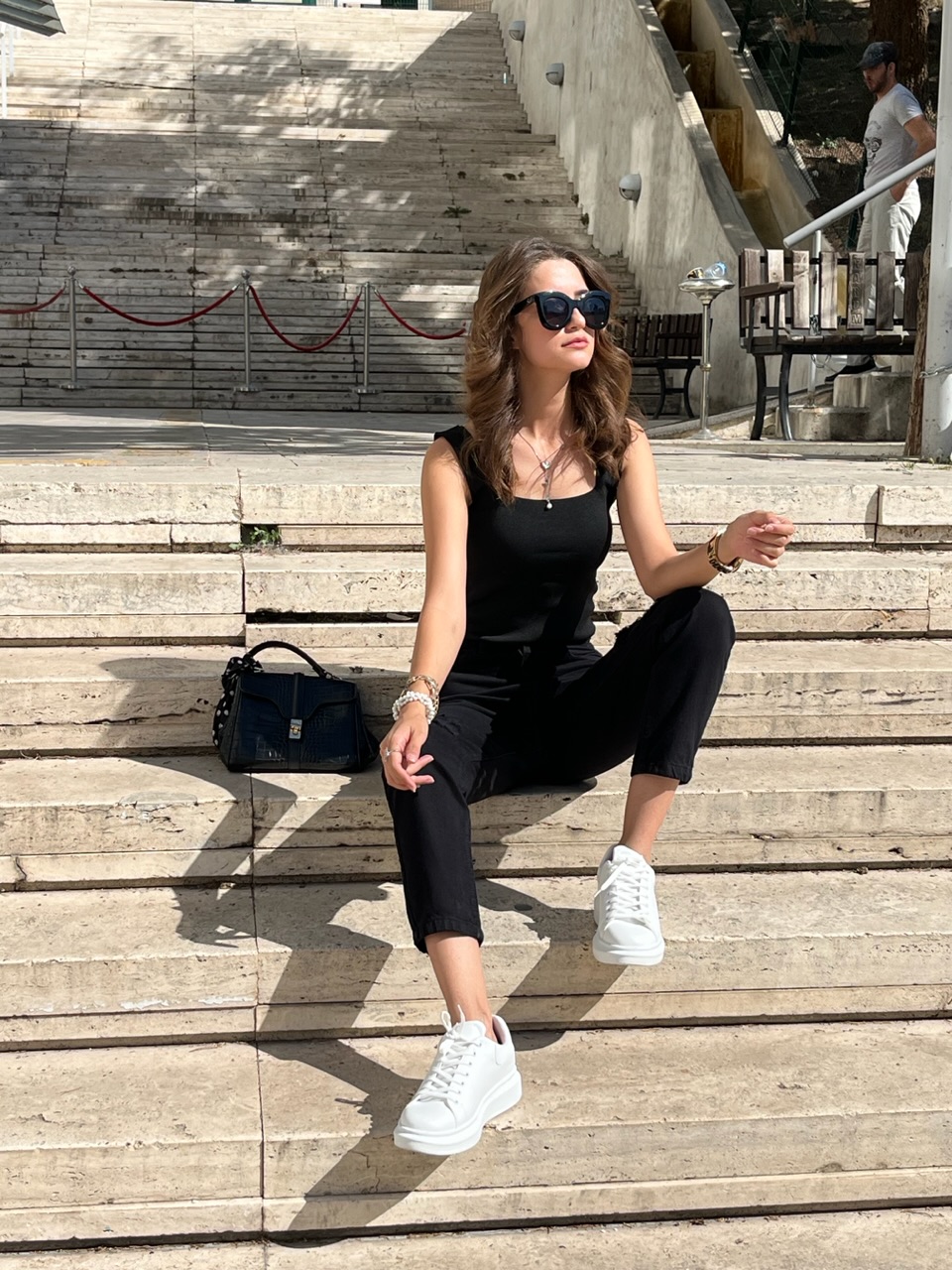 Mom siyah Yırtık Jean