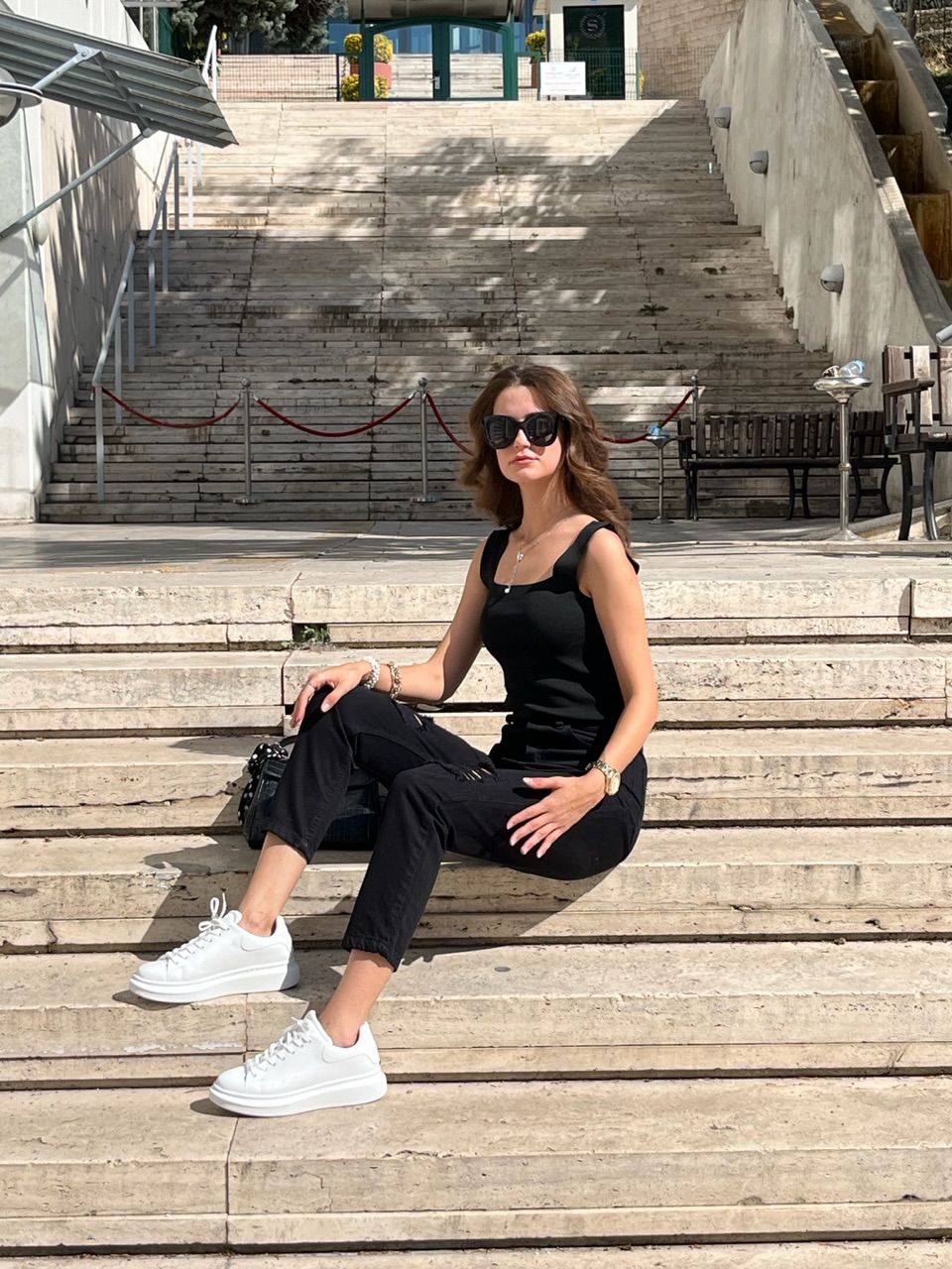 Mom siyah Yırtık Jean