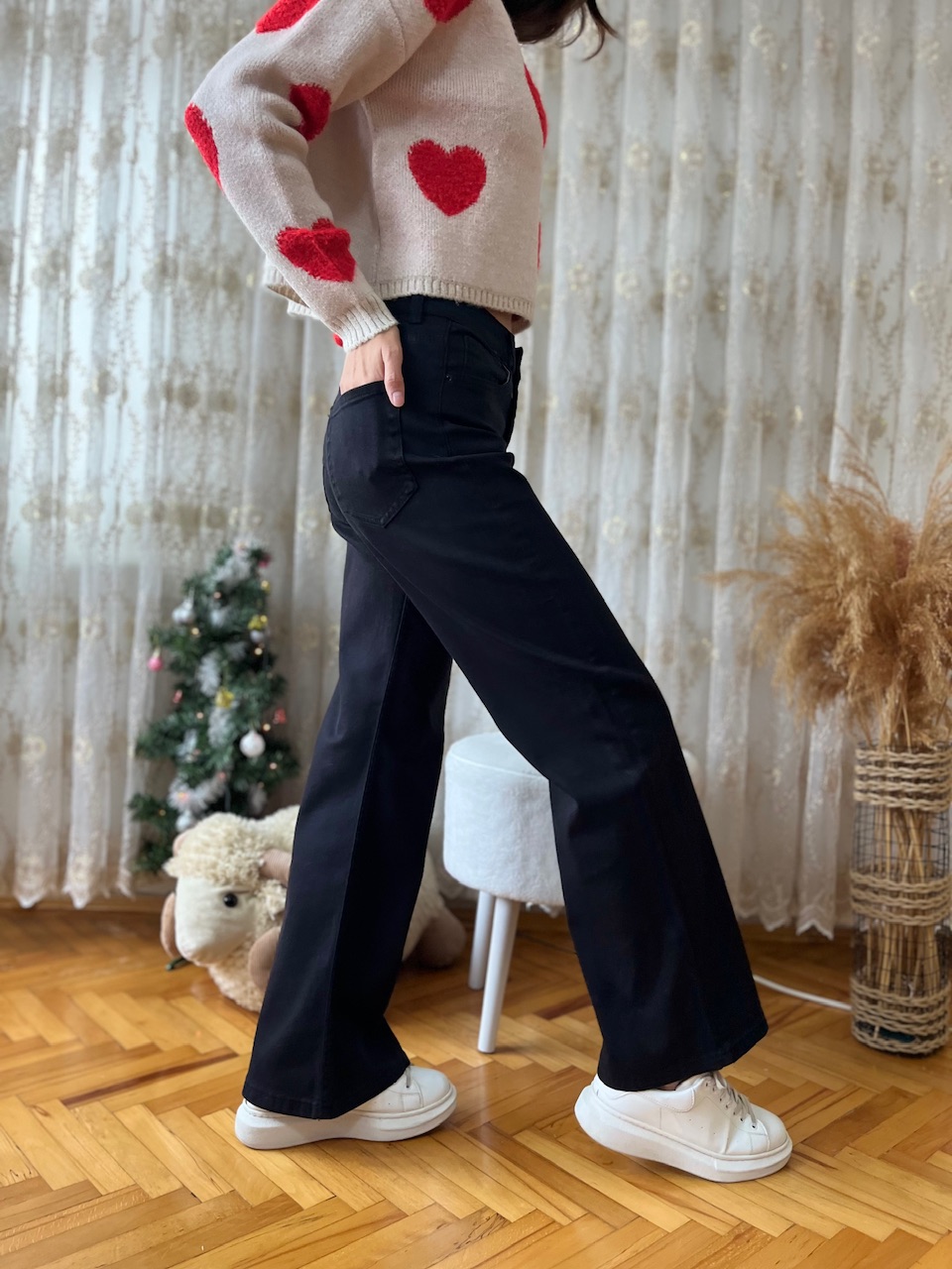 Siyah İspanyol Paça Pantolon