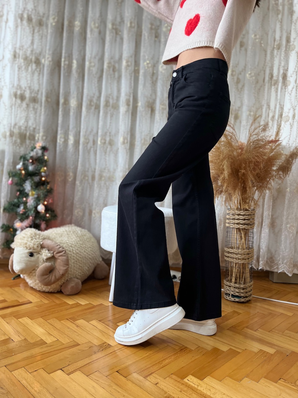 Siyah İspanyol Paça Pantolon