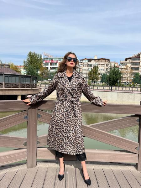 Leopar Premium Kuşaklı Kaban