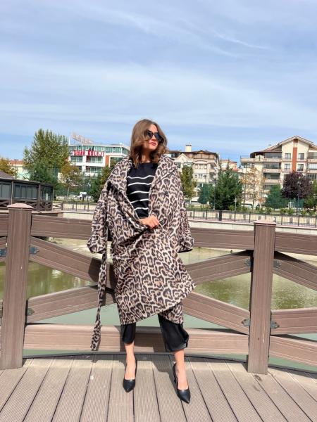 Leopar Premium Kuşaklı Kaban