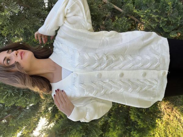 Ekru Saç Örgüsü Model hırka