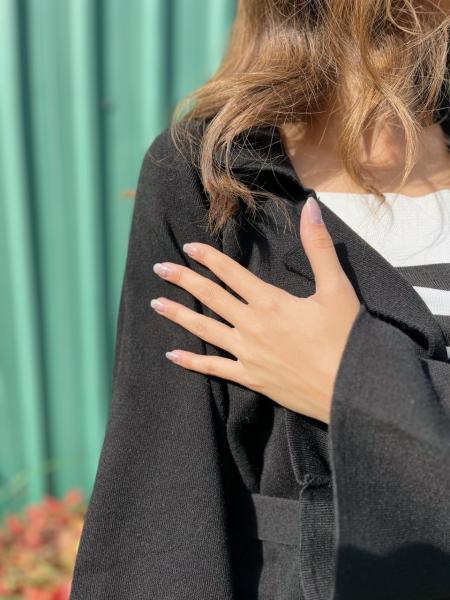 Siyah Polo Yaka Kuşaklı Hırka