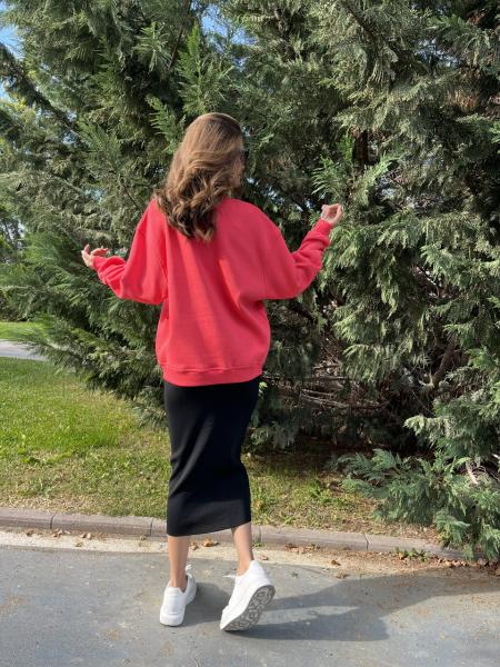 Bisiklet Yaka Nar Çicegi Sweatshirt