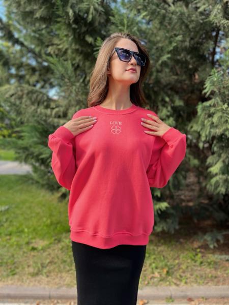 Bisiklet Yaka Nar Çicegi Sweatshirt