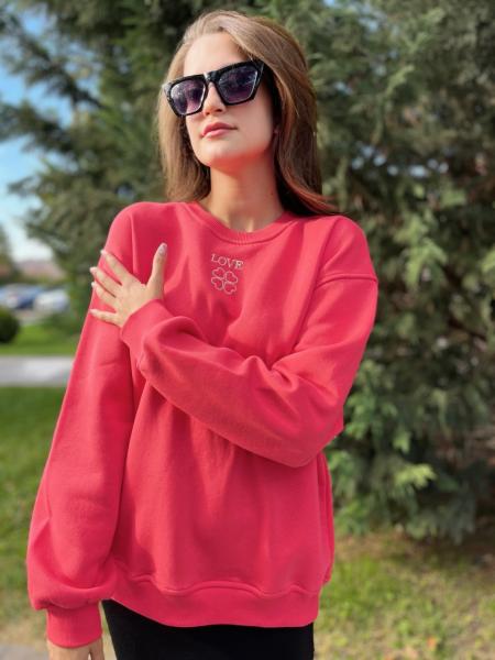 Bisiklet Yaka Nar Çicegi Sweatshirt