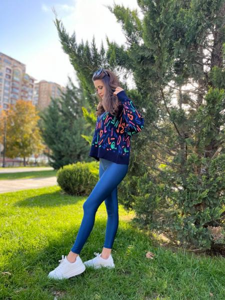 Korseli İndigo Mavi Toparlayıcı Sporcu tayt