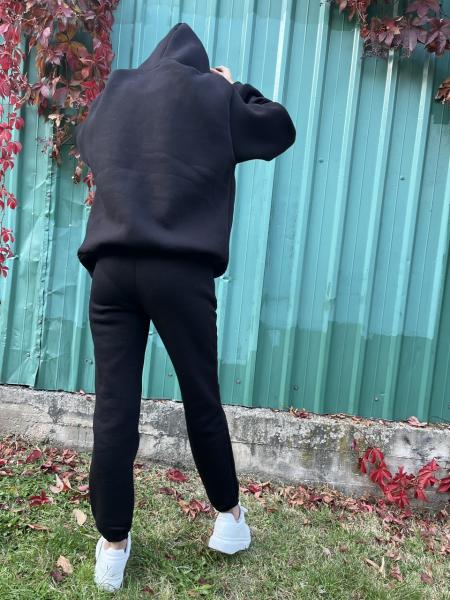 Siyah Kapüşonlu Kanguru Cep Eşofman Takımı