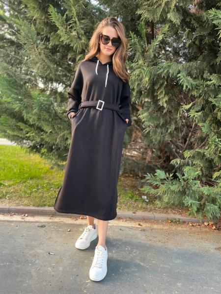 Sweat Kemerli Uzun Elbise