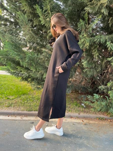 Sweat Kemerli Uzun Elbise