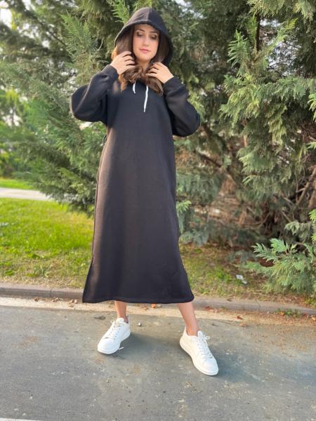 Sweat Kemerli Uzun Elbise