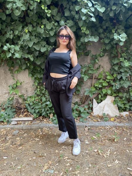 Oversize Gömlek Beli Lastikli Keten Pantolon Takım