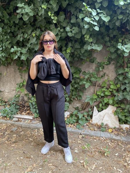 Oversize Gömlek Beli Lastikli Keten Pantolon Takım