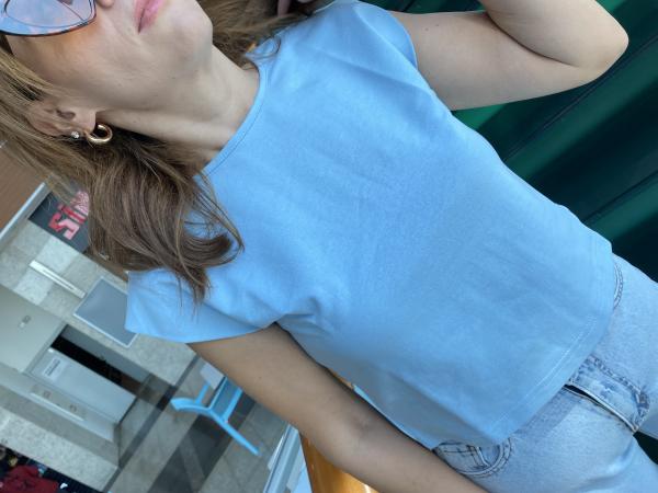 Bebe Mavisi Omuzları Vatkalı Crop