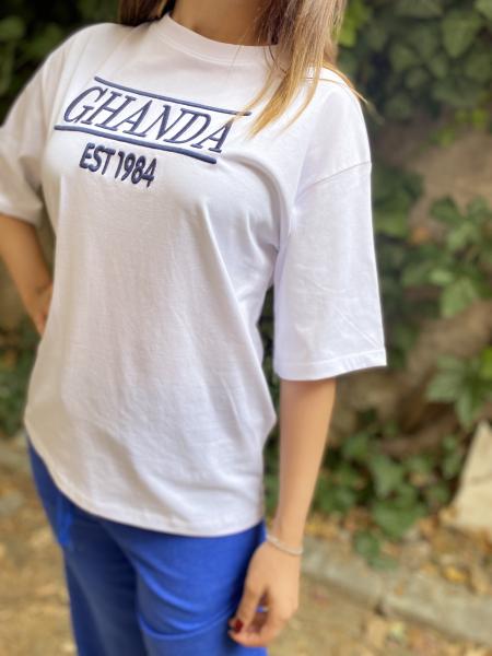 Beyaz Kabartmalı Oversize Tshirt