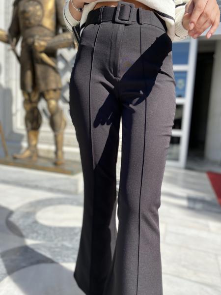 Krep Siyah Toparlayıcı İspanyol Paça Pantolon
