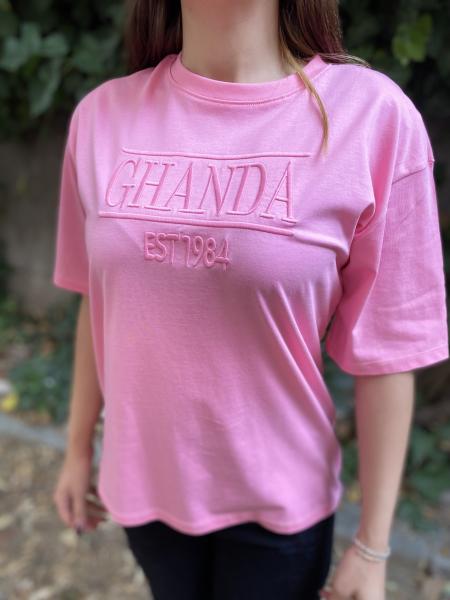 Şeker Pembe Kabartmalı Oversize Tshirt