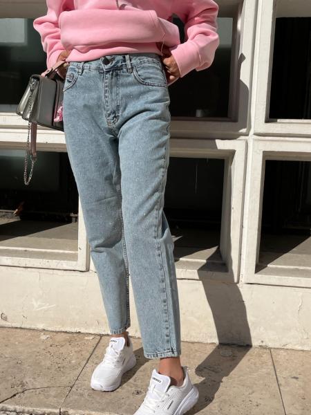 Taş Detaylı Mom Jean