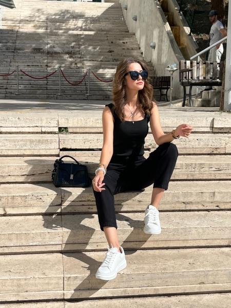 Mom siyah Yırtık Jean